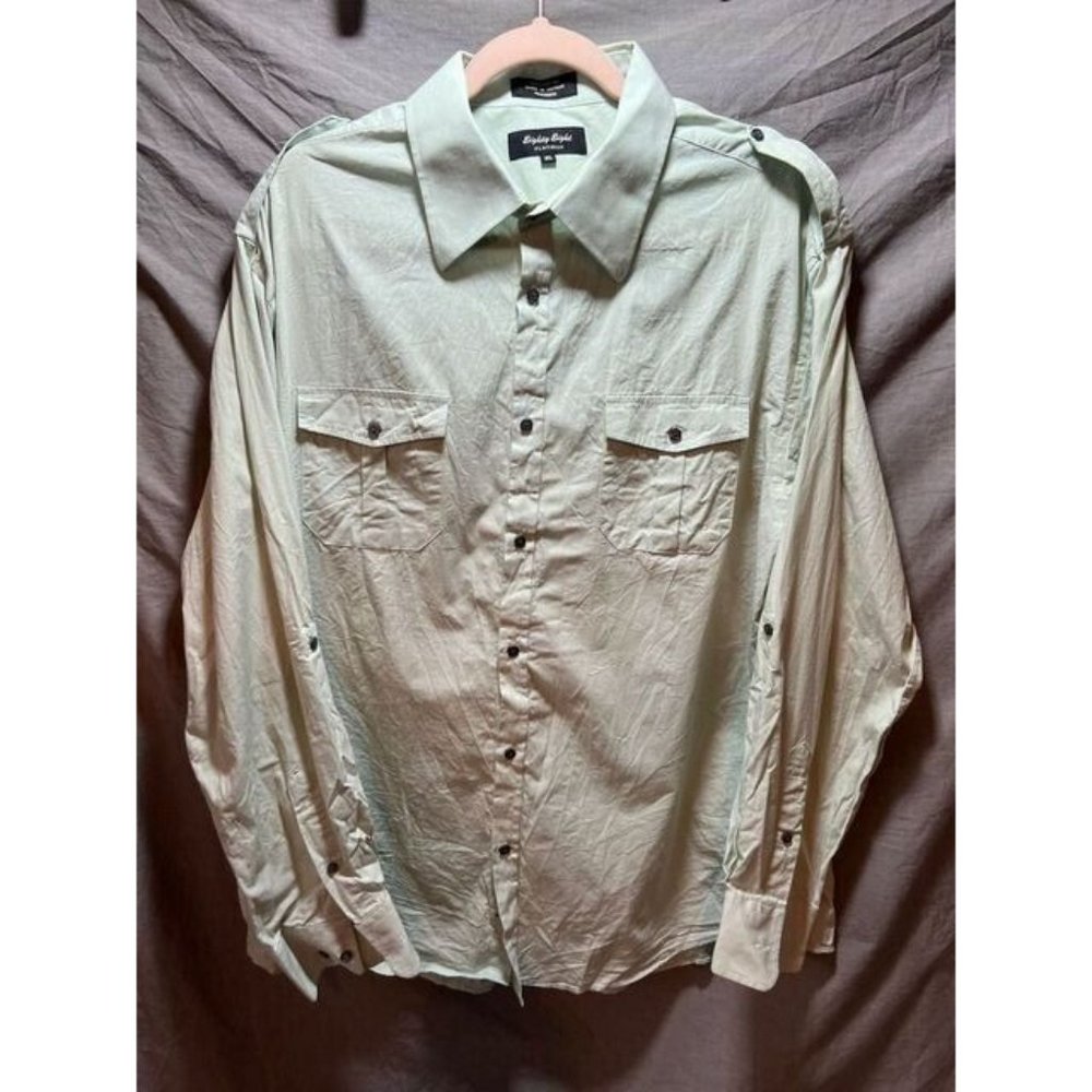 Eighty Eight Button Up Shirt Adult Extra Large Green Long Sleeve Casual Mens.